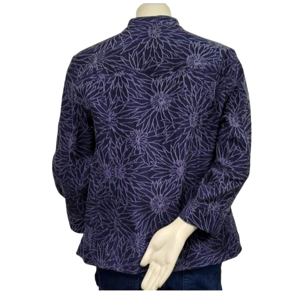JM Collection Blue Denim Floral Jacket Size - 12 - Picture 4 of 12